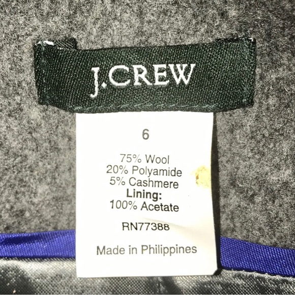 J. Crew Blazer Wool Cashmere Blend Gray Size 6 Lined Button Front CUTE! - Picture 3 of 4